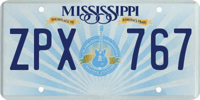 MS license plate ZPX767