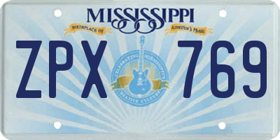 MS license plate ZPX769