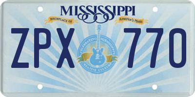 MS license plate ZPX770