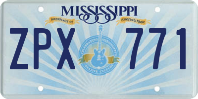 MS license plate ZPX771