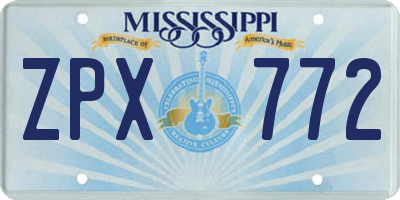 MS license plate ZPX772