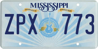 MS license plate ZPX773