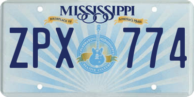 MS license plate ZPX774