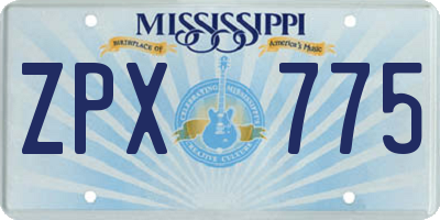 MS license plate ZPX775