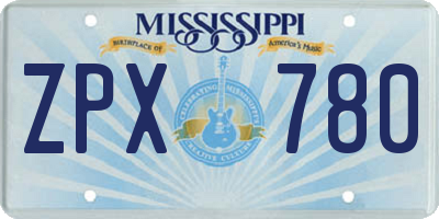 MS license plate ZPX780