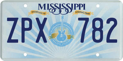 MS license plate ZPX782