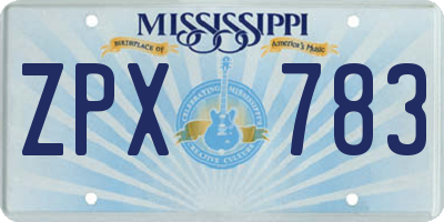 MS license plate ZPX783