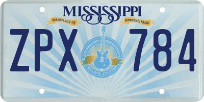 MS license plate ZPX784