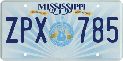 MS license plate ZPX785
