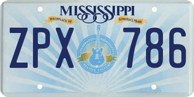 MS license plate ZPX786
