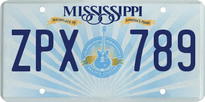 MS license plate ZPX789