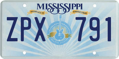MS license plate ZPX791