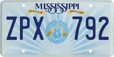 MS license plate ZPX792
