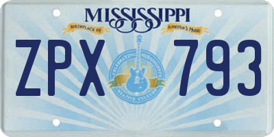 MS license plate ZPX793