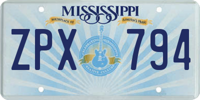 MS license plate ZPX794