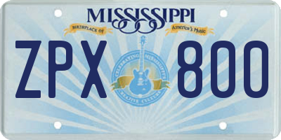 MS license plate ZPX800