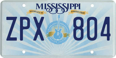 MS license plate ZPX804
