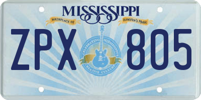 MS license plate ZPX805