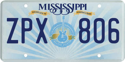 MS license plate ZPX806