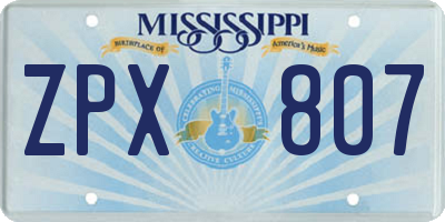 MS license plate ZPX807