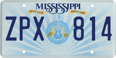 MS license plate ZPX814