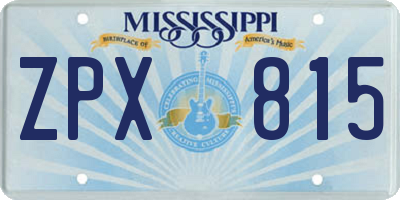 MS license plate ZPX815