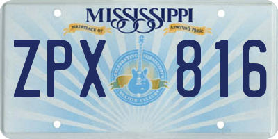 MS license plate ZPX816