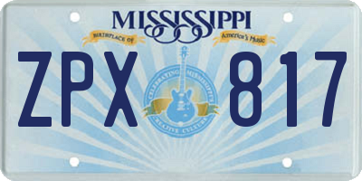 MS license plate ZPX817