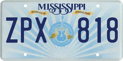 MS license plate ZPX818