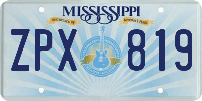 MS license plate ZPX819