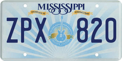 MS license plate ZPX820