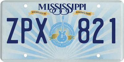 MS license plate ZPX821