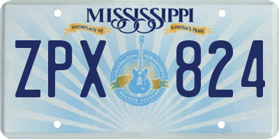 MS license plate ZPX824