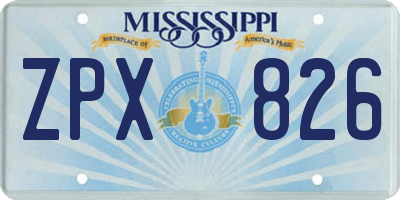 MS license plate ZPX826