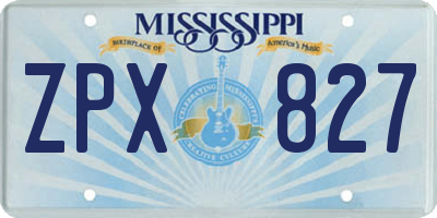 MS license plate ZPX827