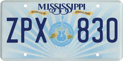 MS license plate ZPX830