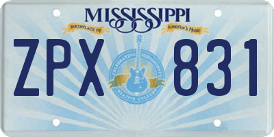 MS license plate ZPX831