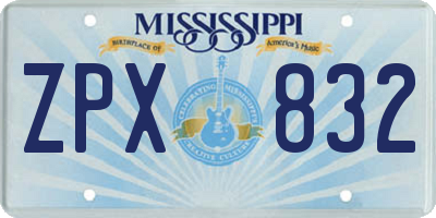 MS license plate ZPX832