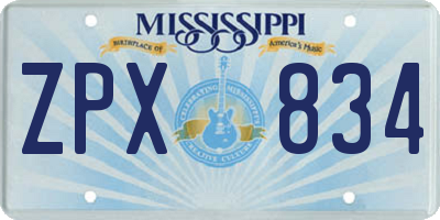 MS license plate ZPX834