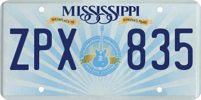 MS license plate ZPX835