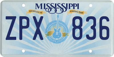 MS license plate ZPX836