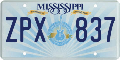 MS license plate ZPX837