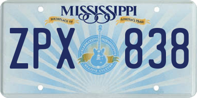 MS license plate ZPX838