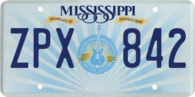 MS license plate ZPX842