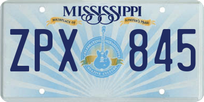 MS license plate ZPX845