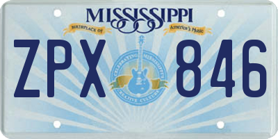 MS license plate ZPX846