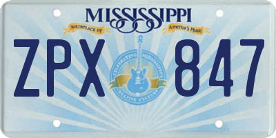 MS license plate ZPX847