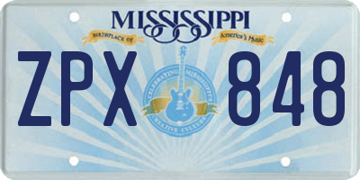 MS license plate ZPX848