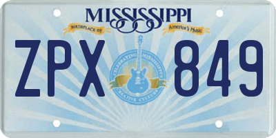 MS license plate ZPX849