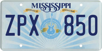 MS license plate ZPX850